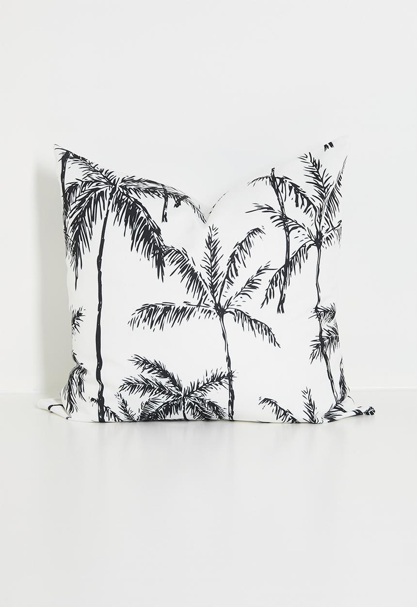 Sixth Floor - Palm printed cushion cover - Black & White