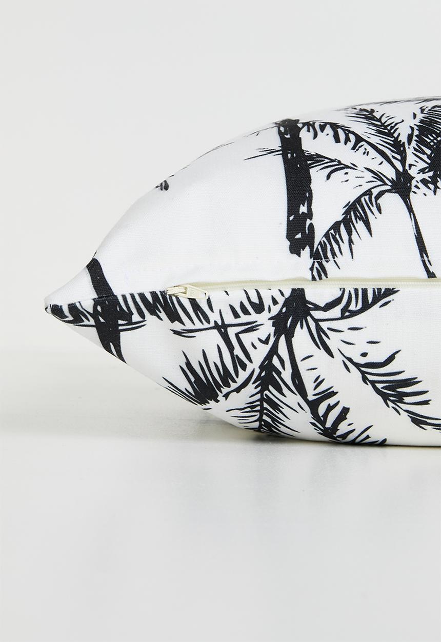 Sixth Floor - Palm printed cushion cover - Black & White