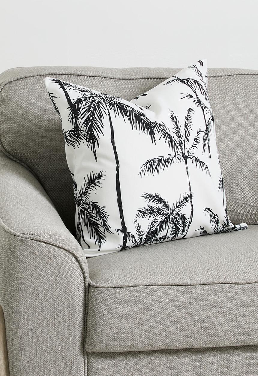 Sixth Floor - Palm printed cushion cover - Black & White