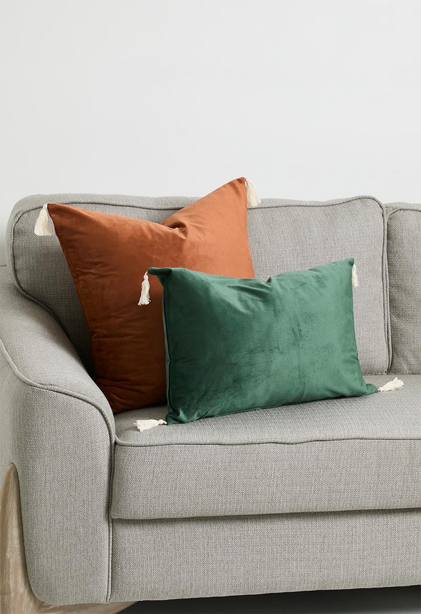 Sixth Floor - Tessa velvet cushion cover - Dark Green