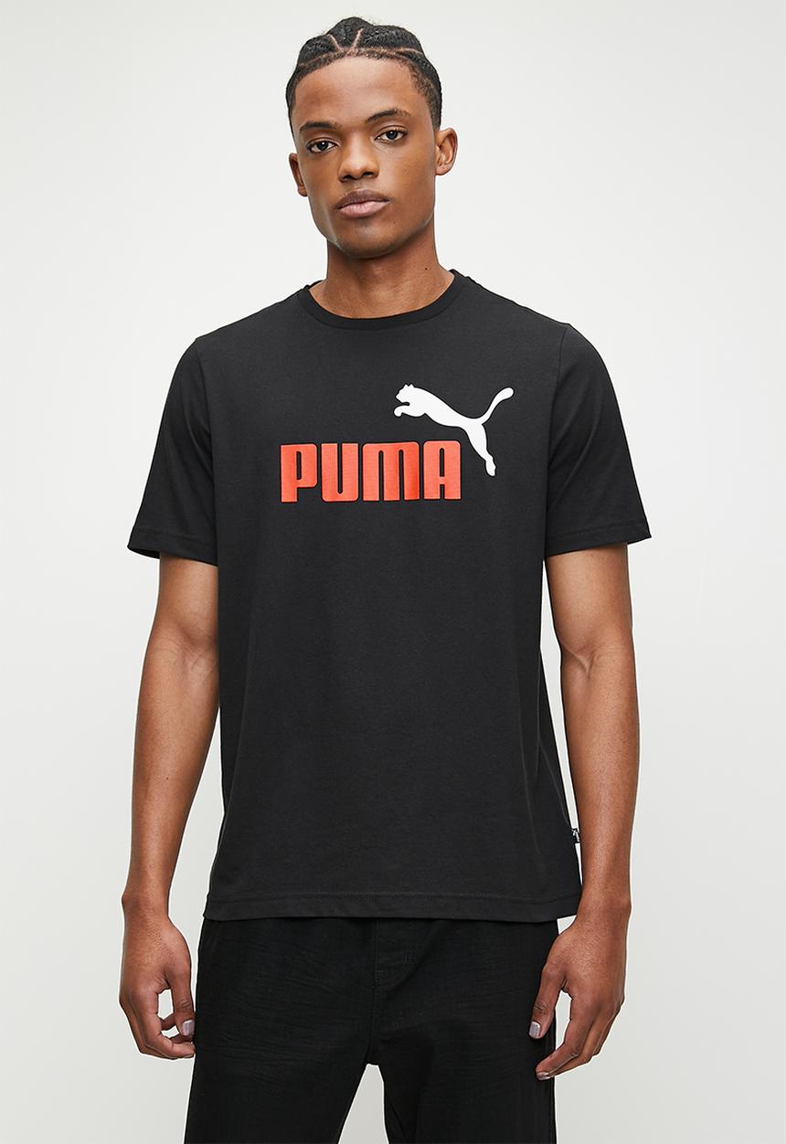 PUMA - ESS+ 2 Col Logo Tee - Puma Black-red mazing