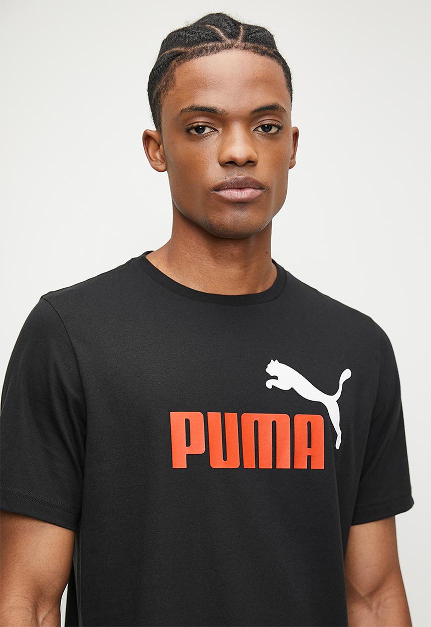 PUMA - ESS+ 2 Col Logo Tee - Puma Black-red mazing