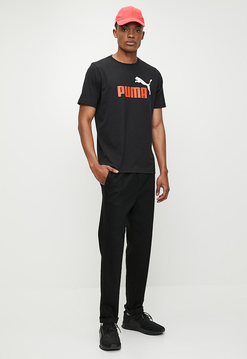 PUMA - ESS+ 2 Col Logo Tee - Puma Black-red mazing
