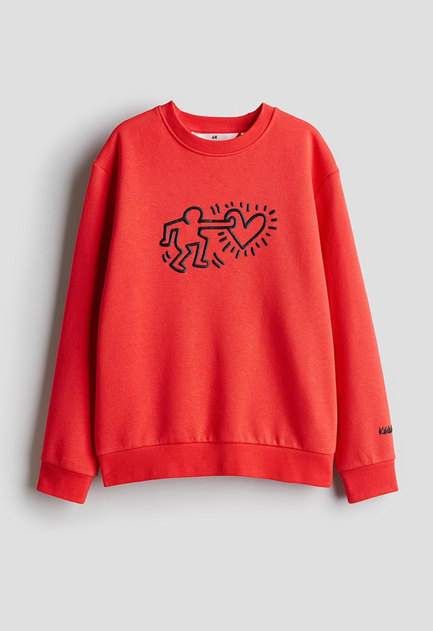 H&M - Printed sweatshirt - red keith haring