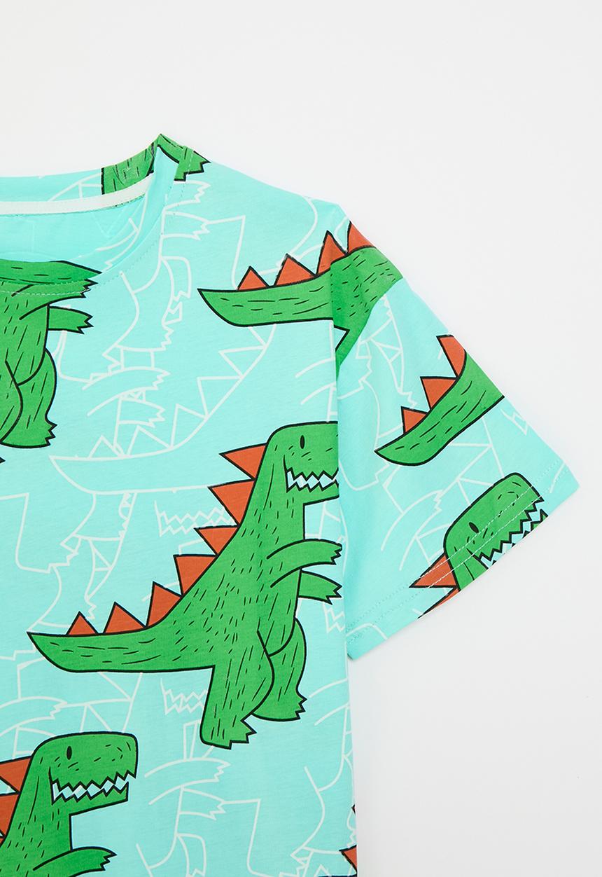 Pop Candy - Dino print tee-green & blue