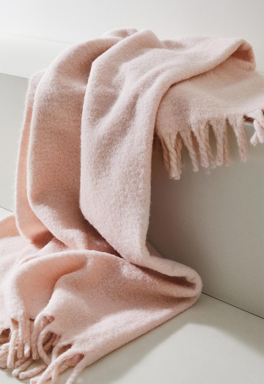 H&M - Wool-blend blanket - light pink