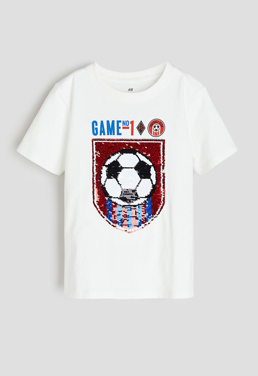 H&M - Reversible-sequin t-shirt - white,multi