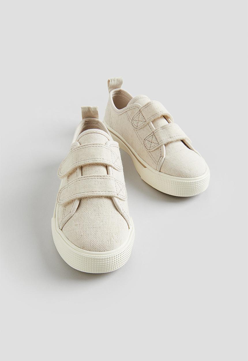 H&M - Canvas hook and loop trainers - ecru 
