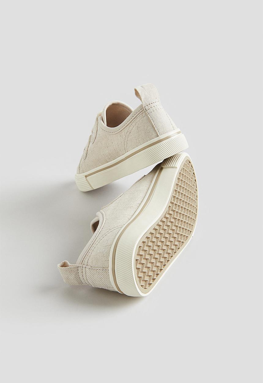 H&M - Canvas hook and loop trainers - ecru 