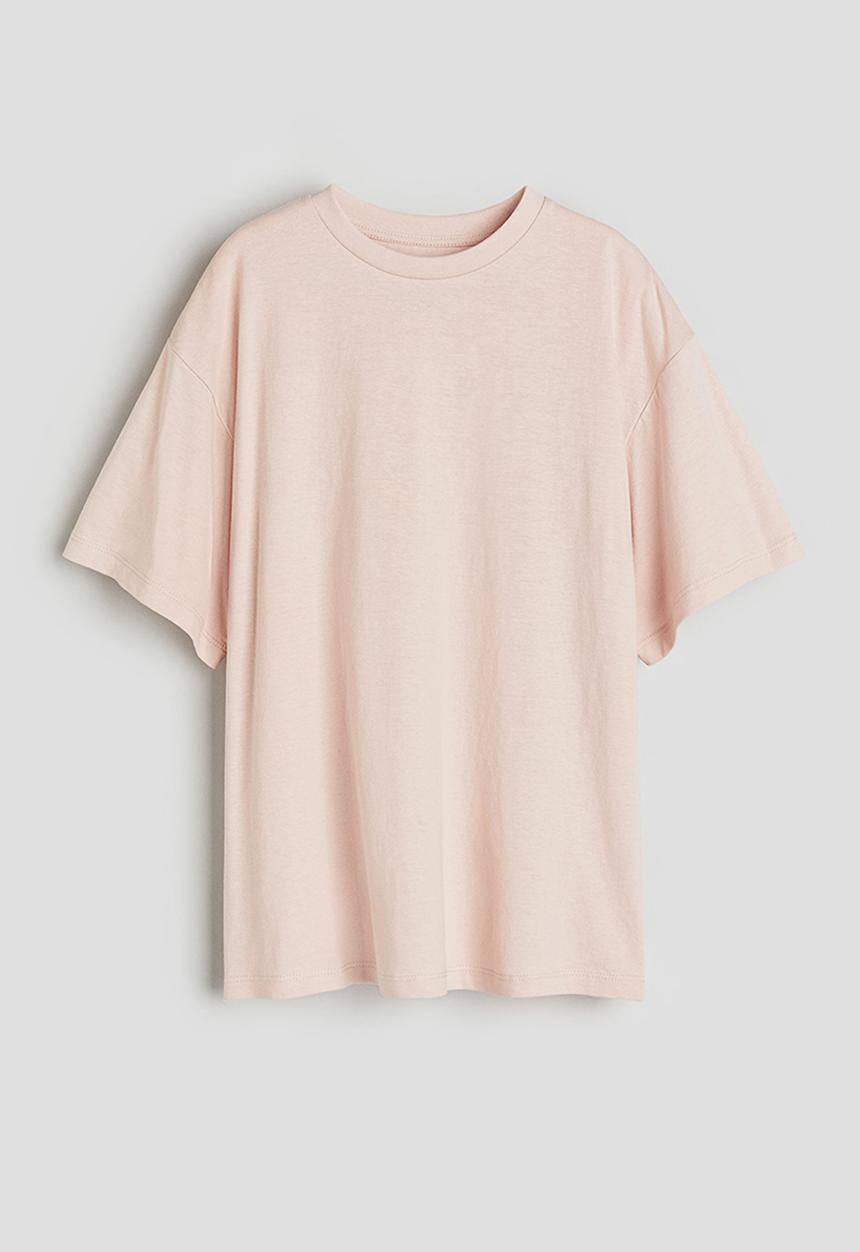 H&M - Oversized cotton jersey t-shirt - powder pink 