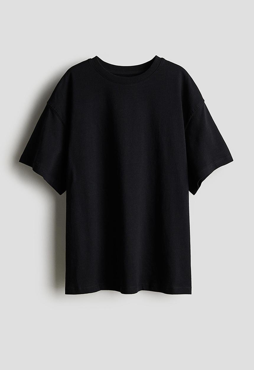 Oversized cotton jersey t-shirt - black - 1227896003