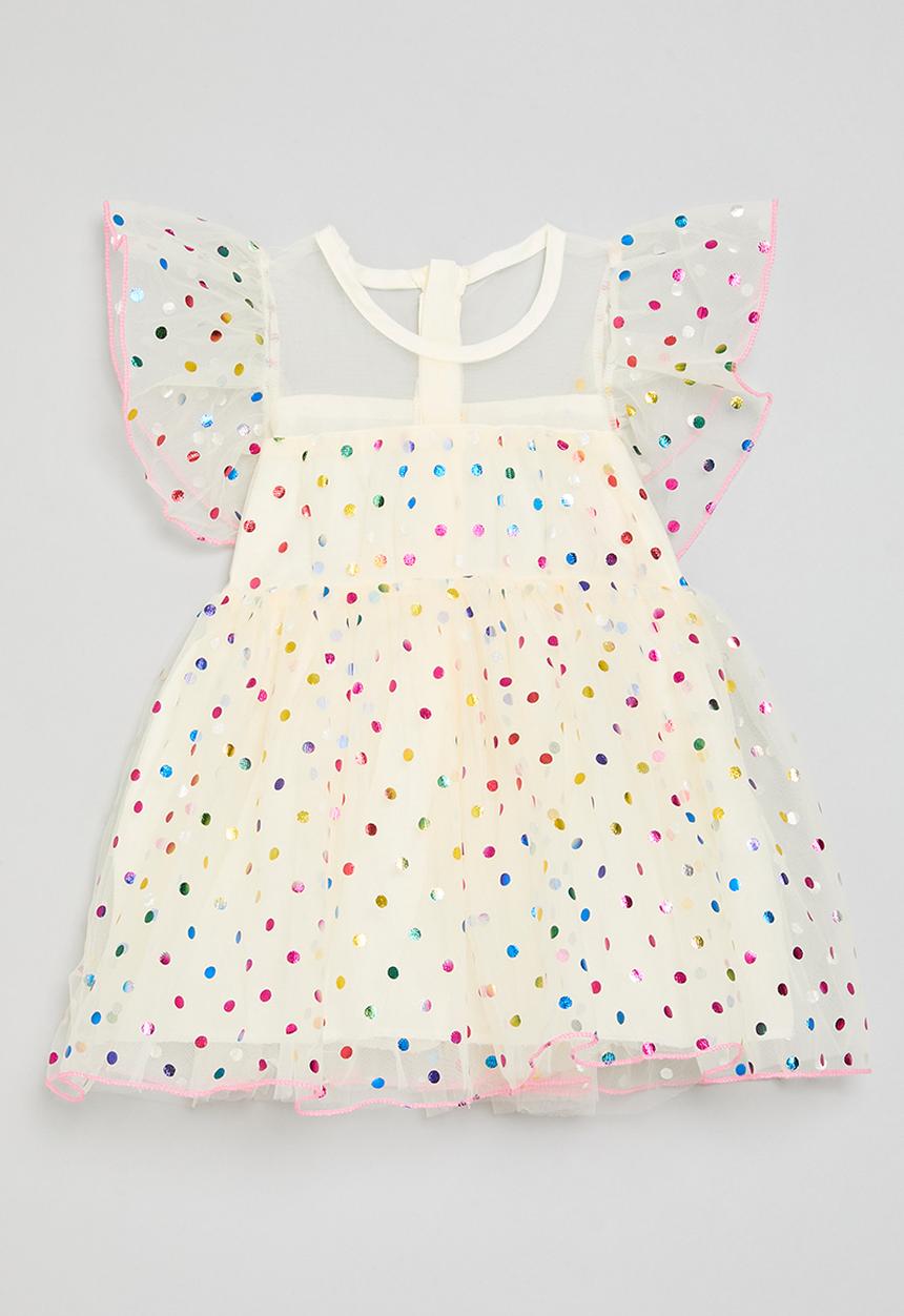 Pop Candy - Polka dot mesh dress - off white
