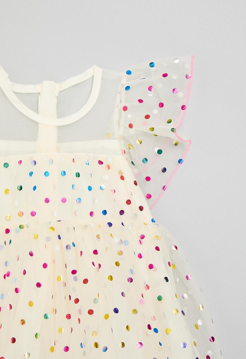 Pop Candy - Polka dot mesh dress - off white