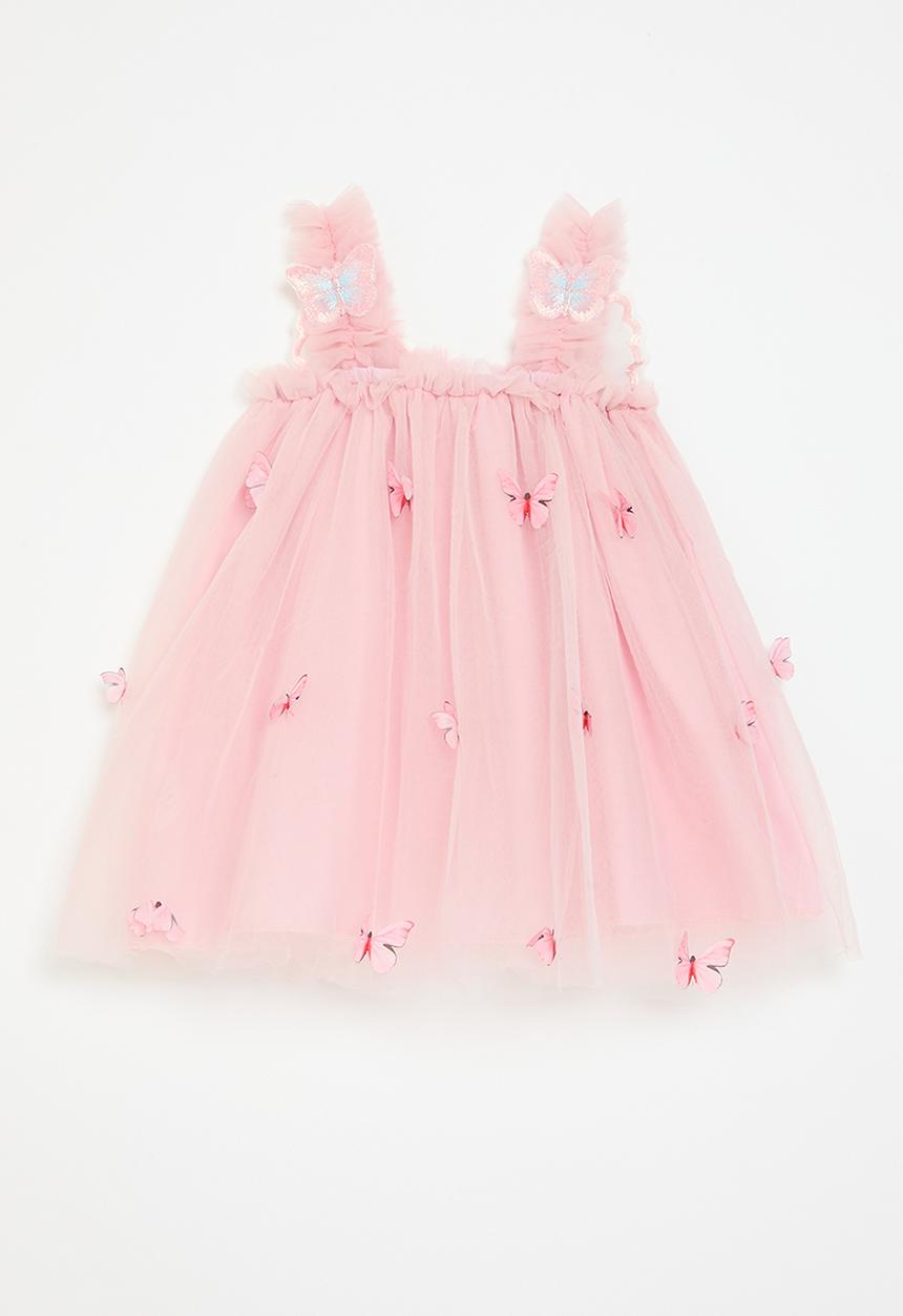Pop Candy - Butterfly décor mesh dress - pink