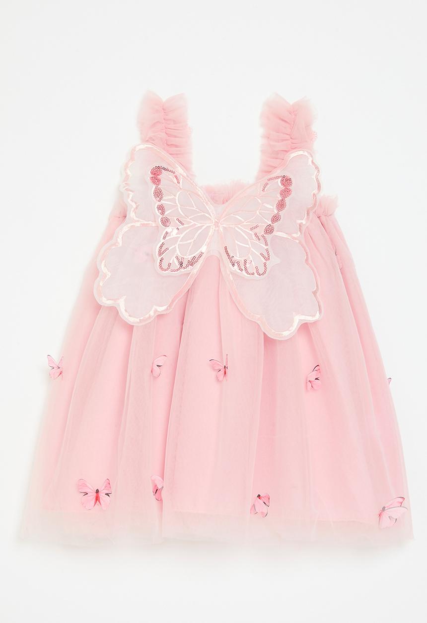 Pop Candy - Butterfly décor mesh dress - pink