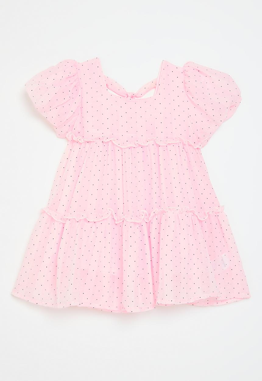 Pop Candy - Polka dot tiered dress-pink & black