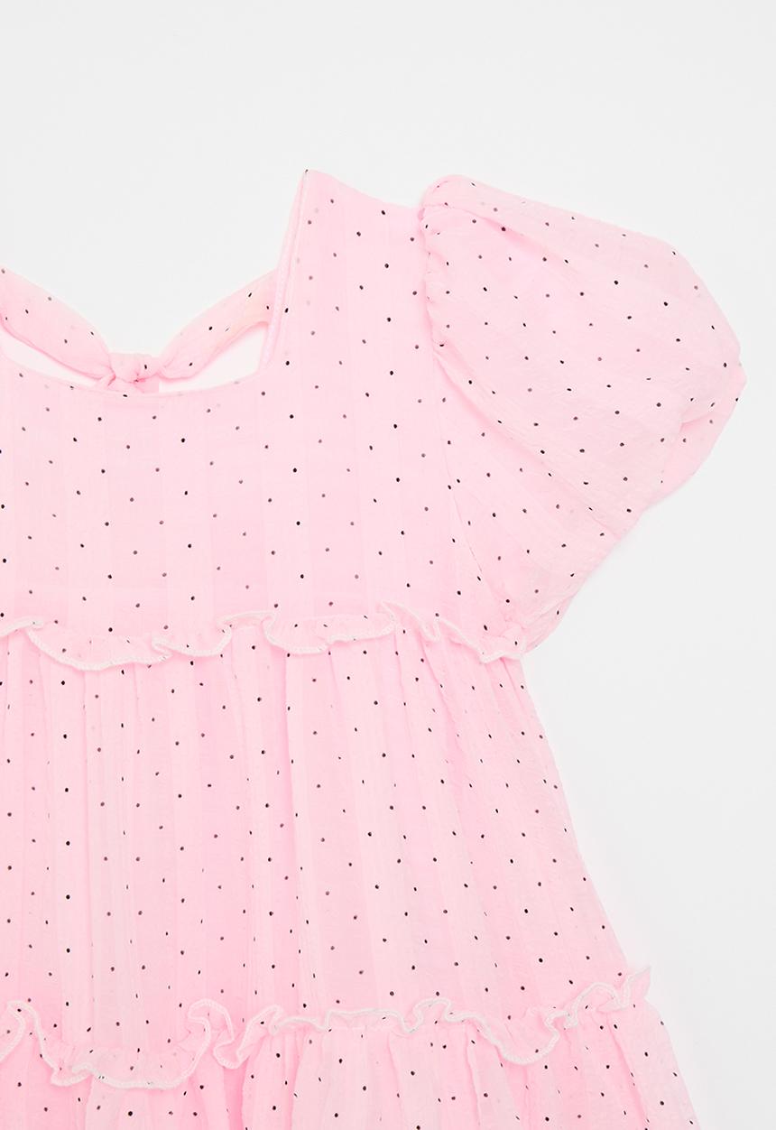 Pop Candy - Polka dot tiered dress-pink & black