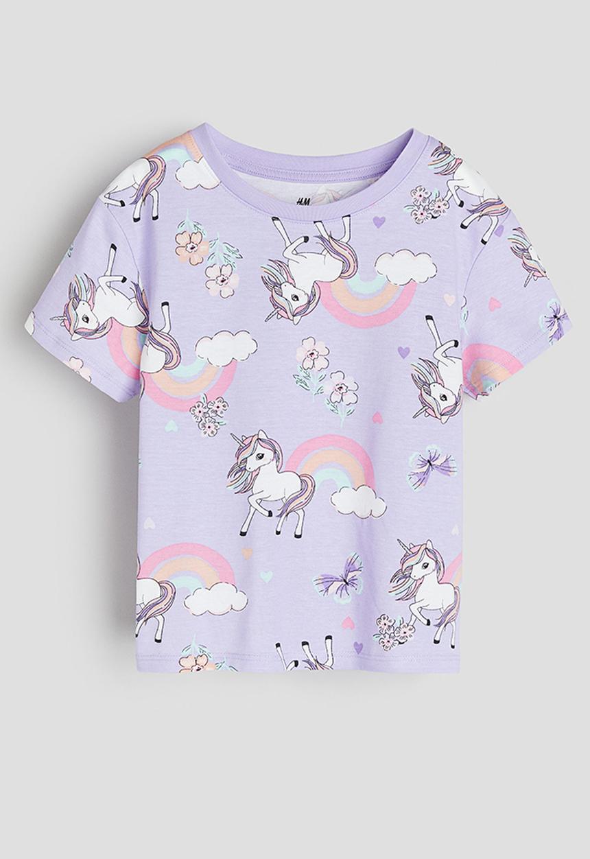 H&M - Printed t-shirt - lilac unicorns