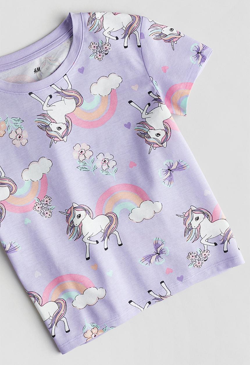 H&M - Printed t-shirt - lilac unicorns