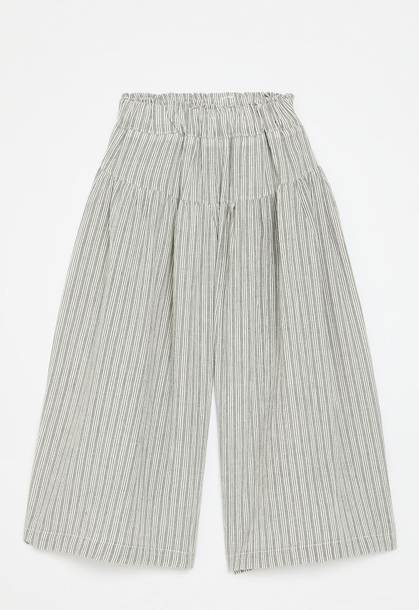 Pop Candy - Striped wide leg pants - grey & white