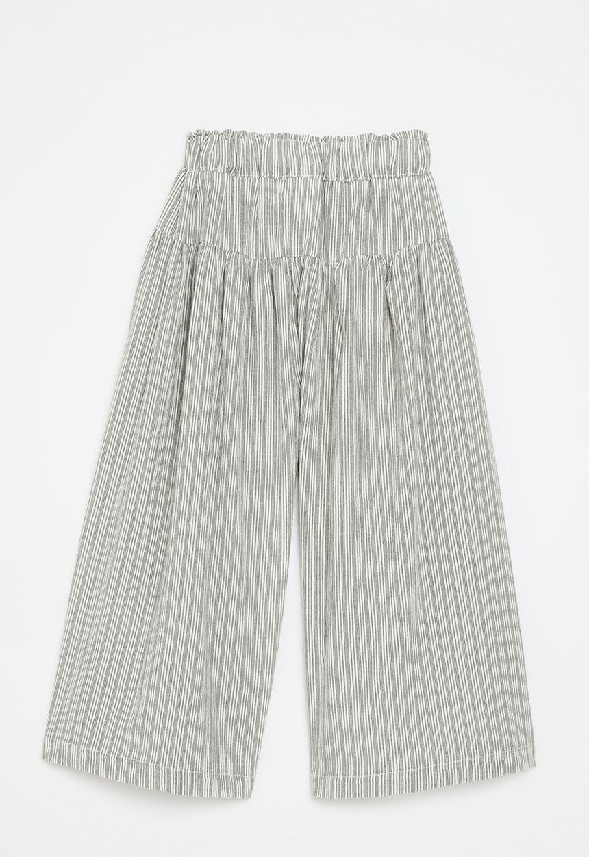 Pop Candy - Striped wide leg pants - grey & white
