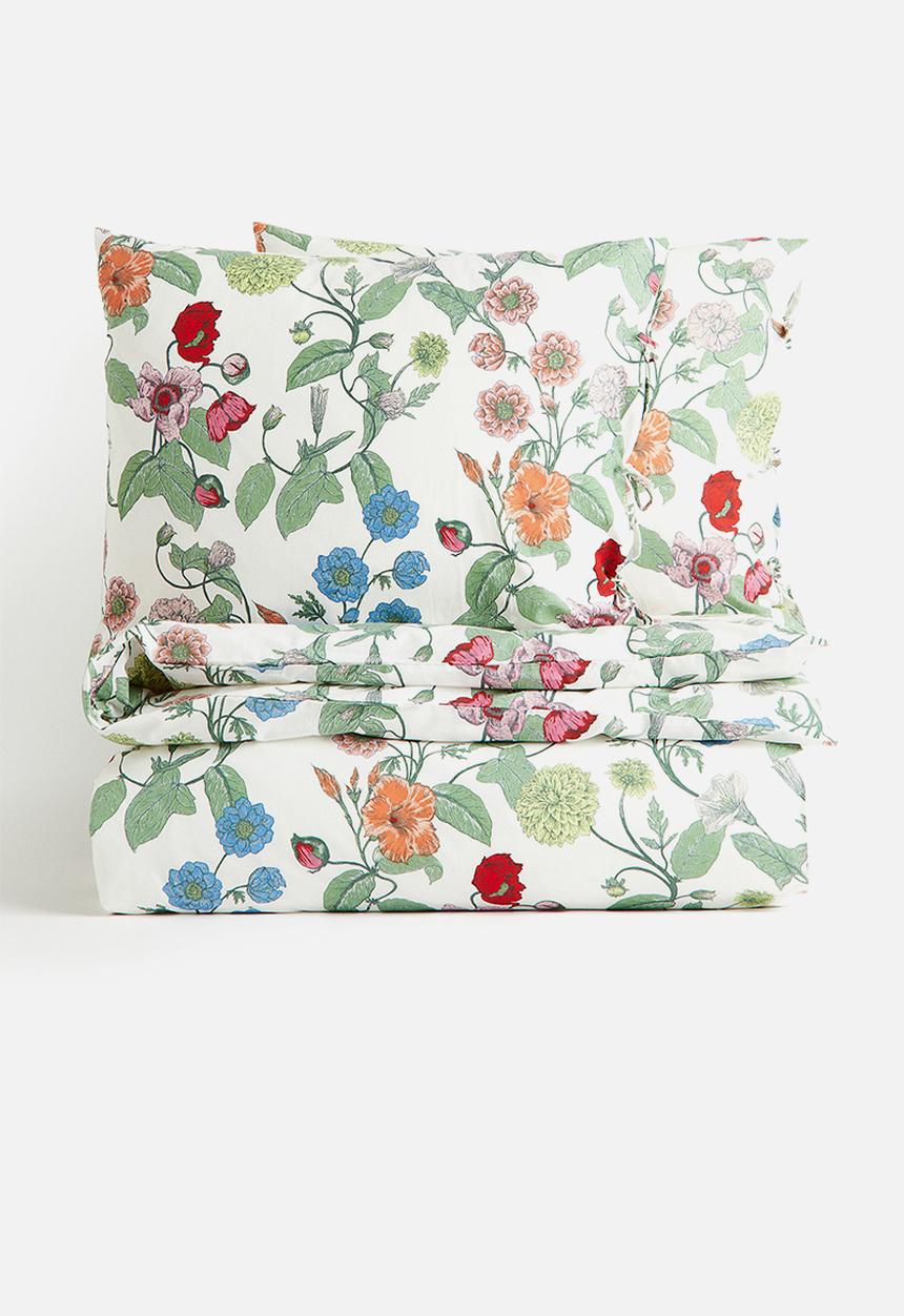 H&M - Floral double/king duvet cover set - white & floral