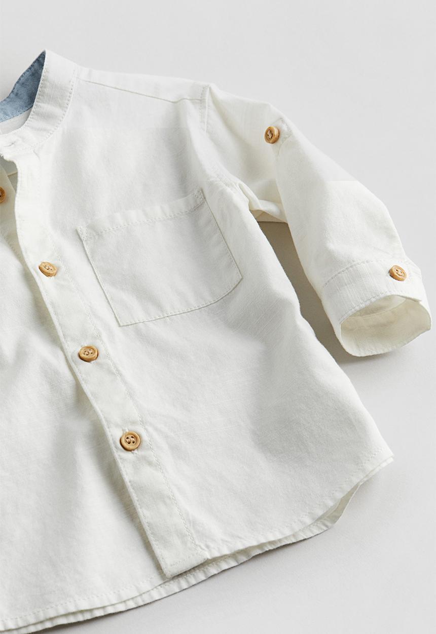 H&M - Grandad cotton shirt - white