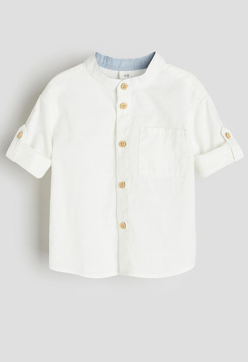 H&M - Grandad cotton shirt - white