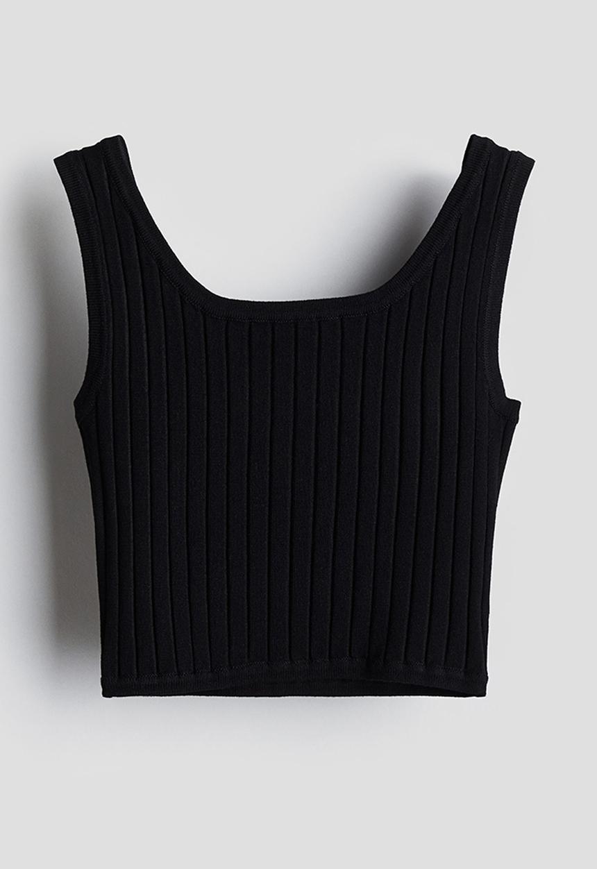 H&M - Rib-knit vest top - black