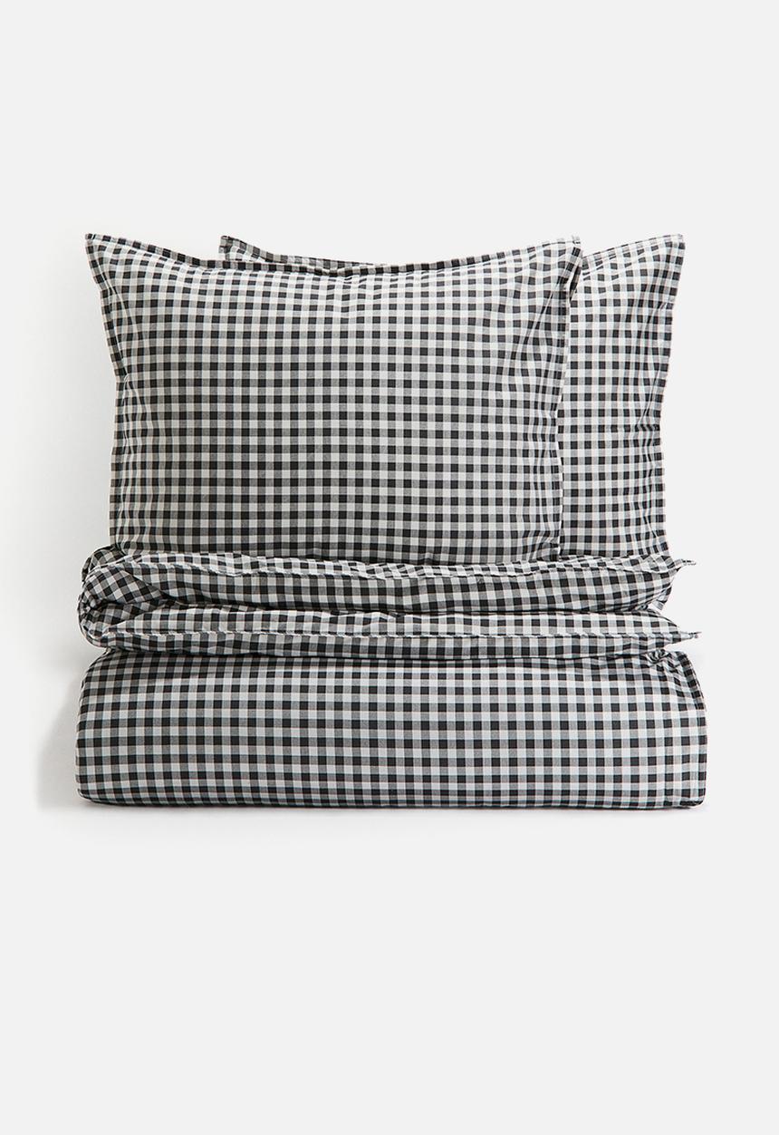H&M - Patterned double/king size duvet cover set - grey