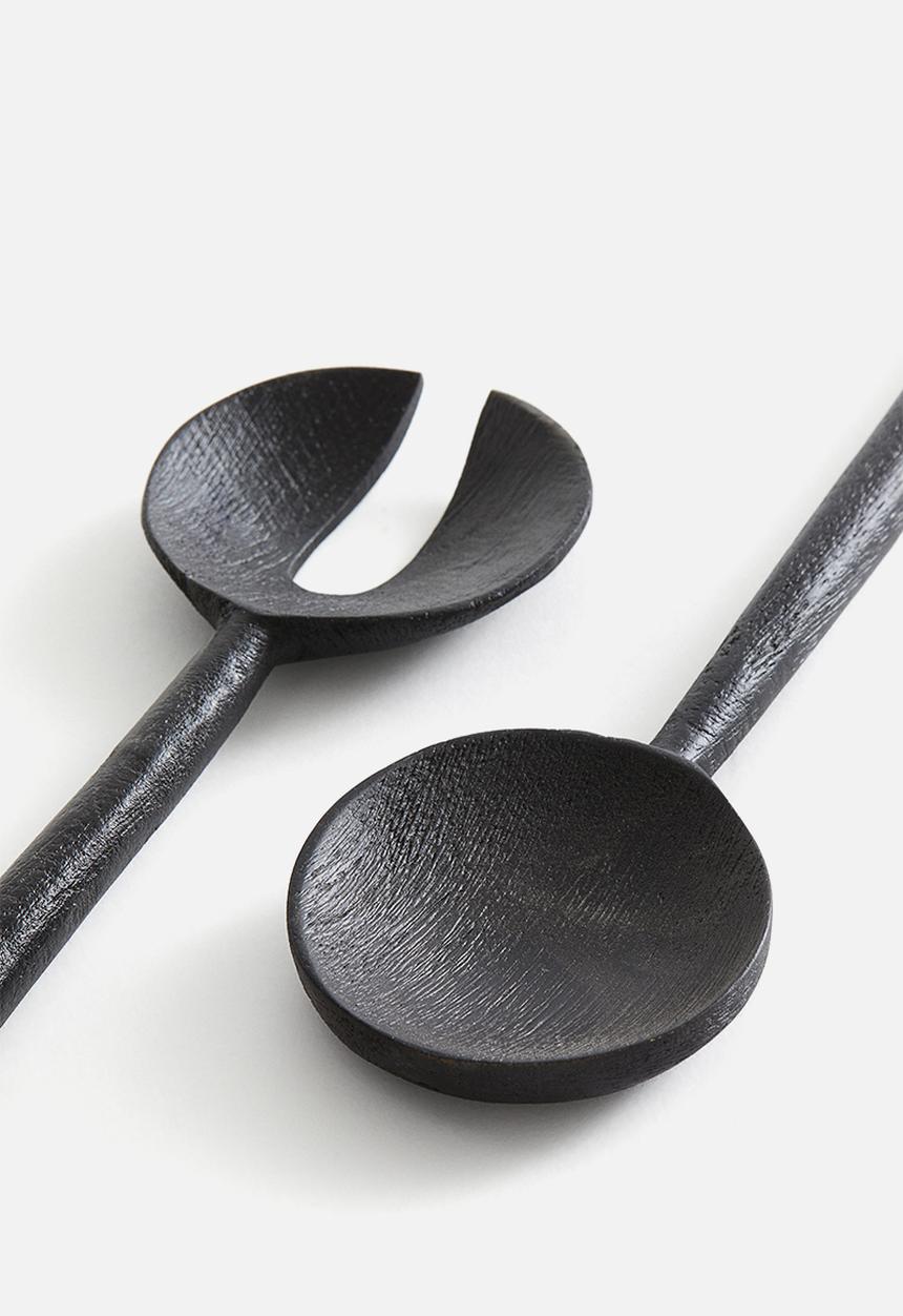 H&M - Wooden salad servers - black