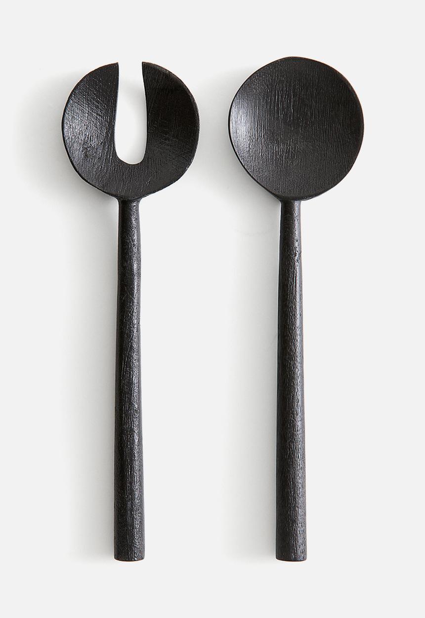H&M - Wooden salad servers - black