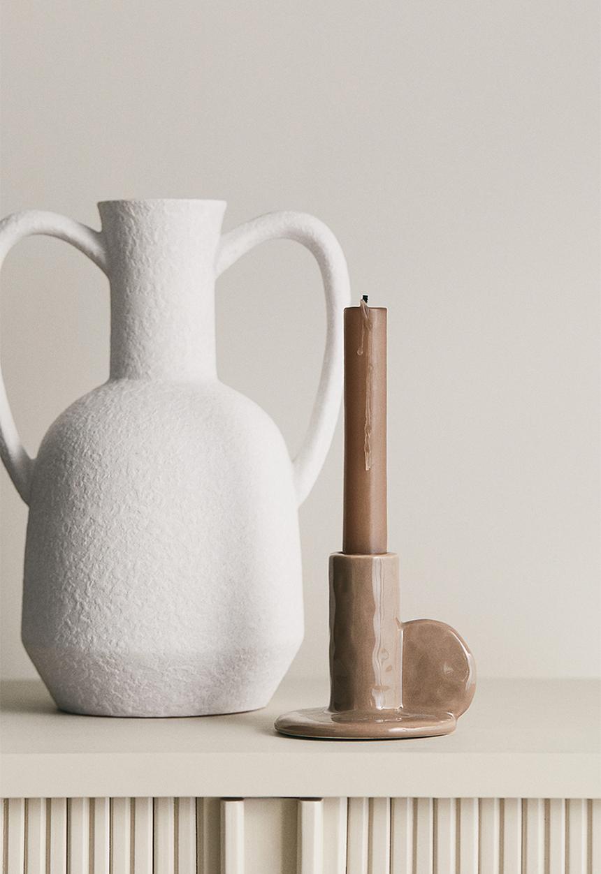 H&M - Stoneware candlestick - beige