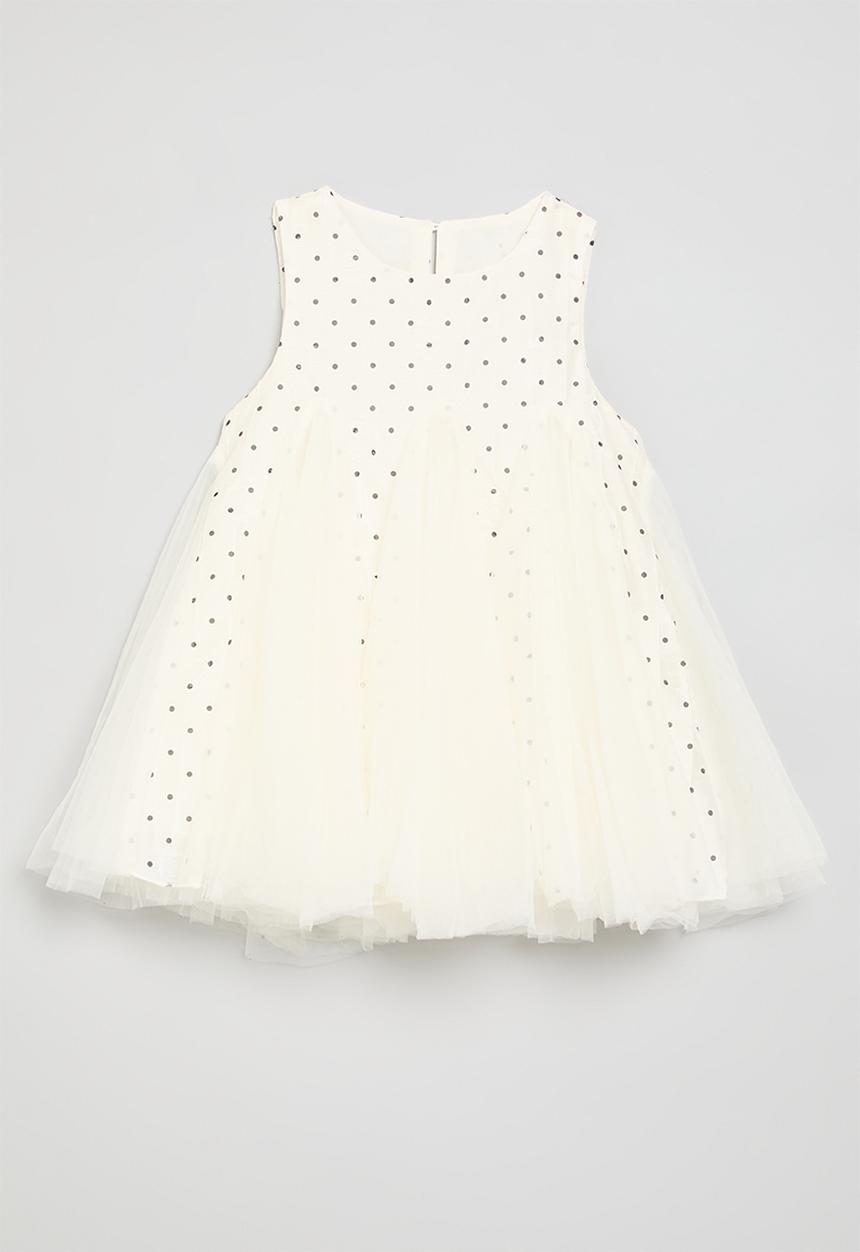 Pop Candy - Polka dot mesh dress - black & off white