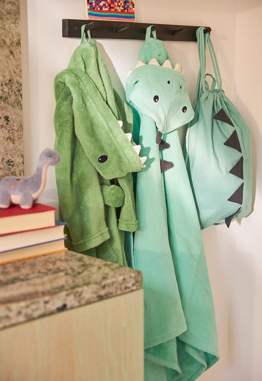H&M - Hooded bath towel - mint green & dinosaur