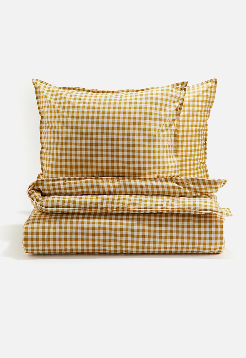H&M - Patterned double/king size duvet cover set - yellow