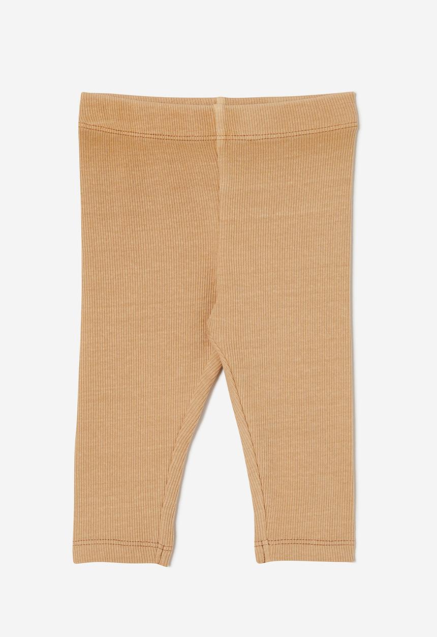 Cotton On - The row rib skinny legging - washed taupy brown
