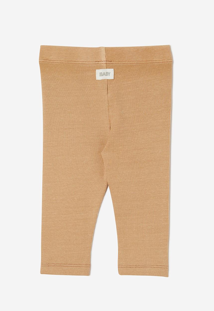 Cotton On - The row rib skinny legging - washed taupy brown