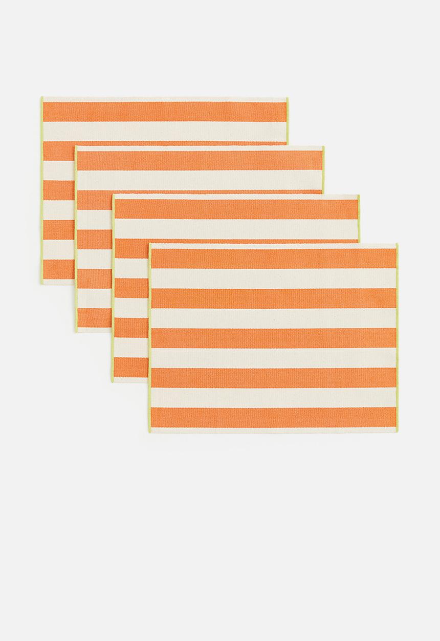 H&M - 4-Pack striped place mats - orange & striped