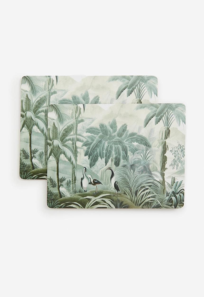 H&M - 2-Pack graphic-print place mats - green patterned