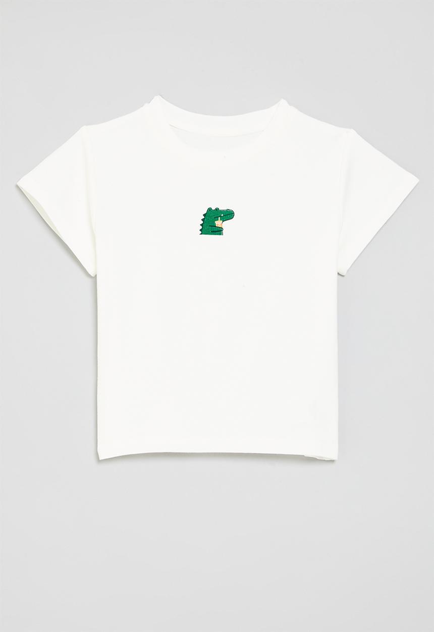 Pop Candy - Dino print crew neck tee-white