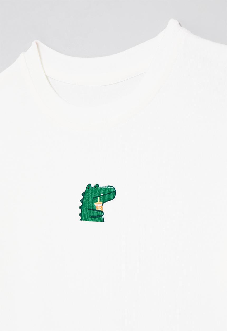 Pop Candy - Dino print crew neck tee-white