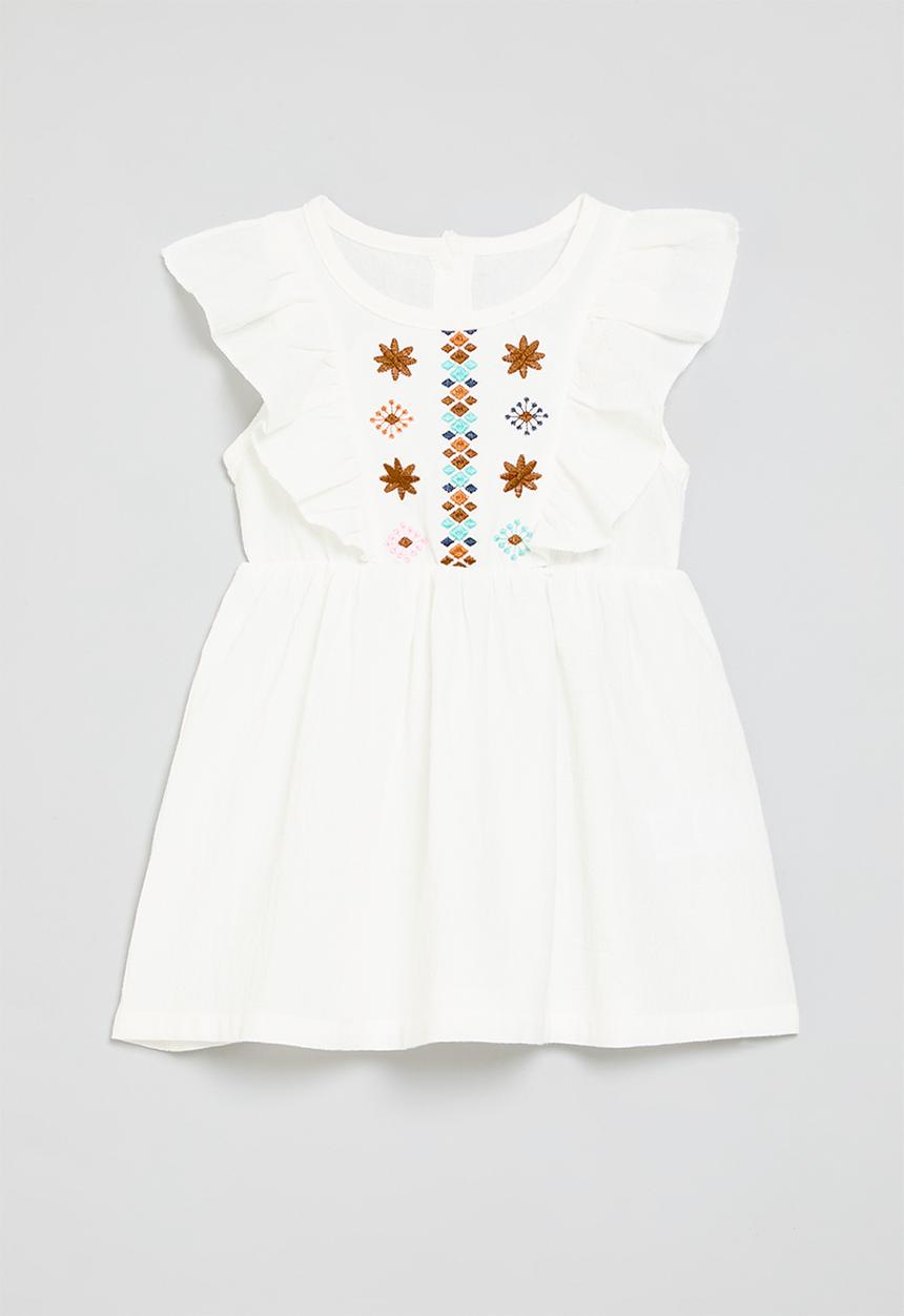 Pop Candy - Frilled textured dress-white