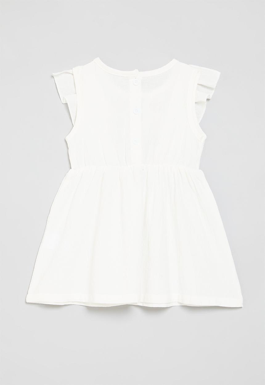 Pop Candy - Frilled textured dress-white