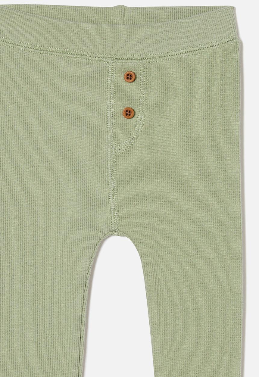 Cotton On - The row rib skinny legging - deep sage button