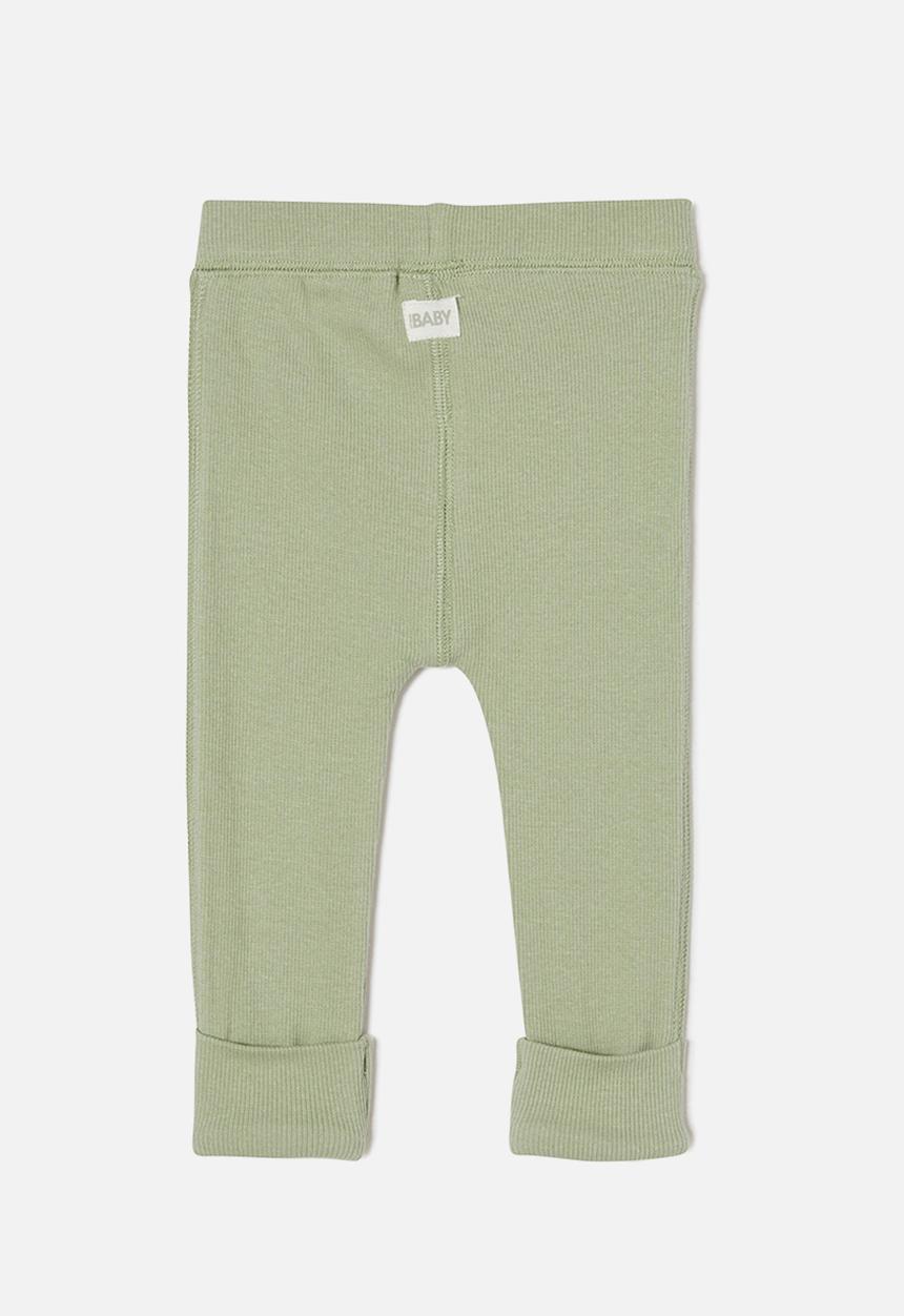Cotton On - The row rib skinny legging - deep sage button