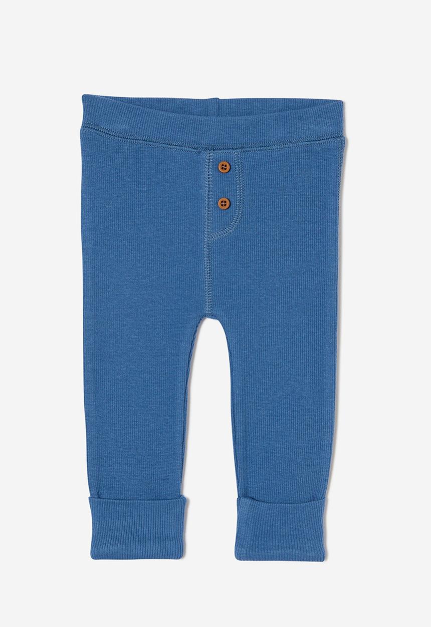Cotton On - The row rib skinny legging - petty blue button