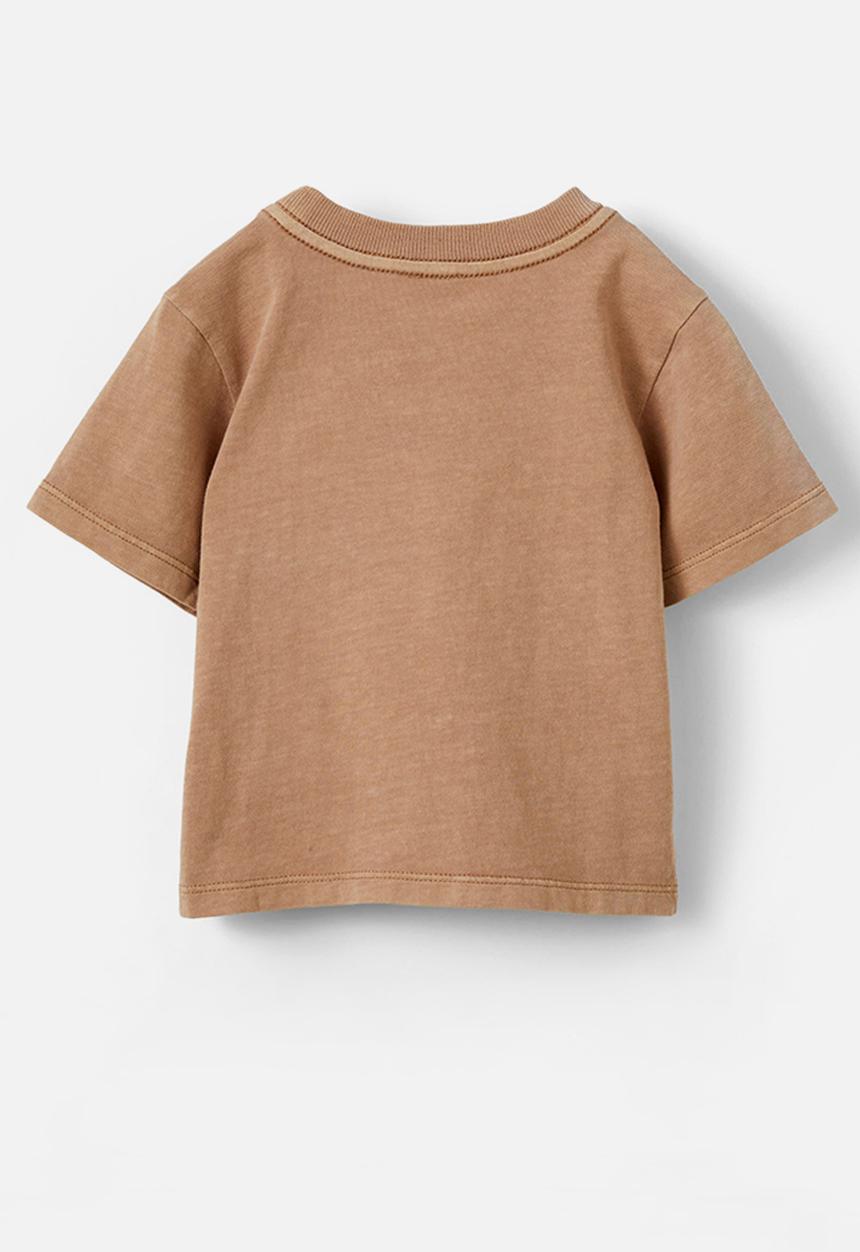 Cotton On - Jamie short sleeve graphic print tee - taupy brown wash