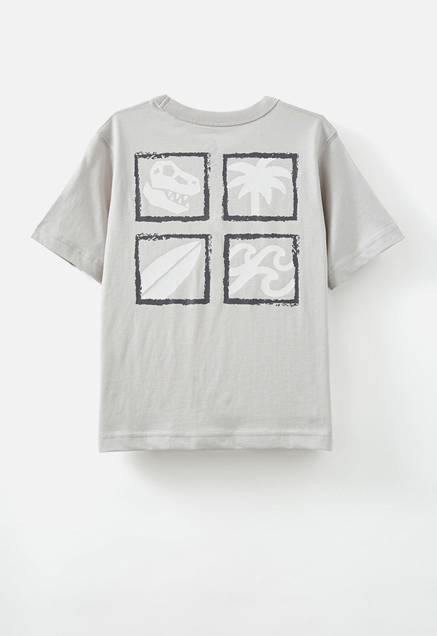 Cotton On - Jonny short sleeve graphic print tee - winter grey/surfin  the waves