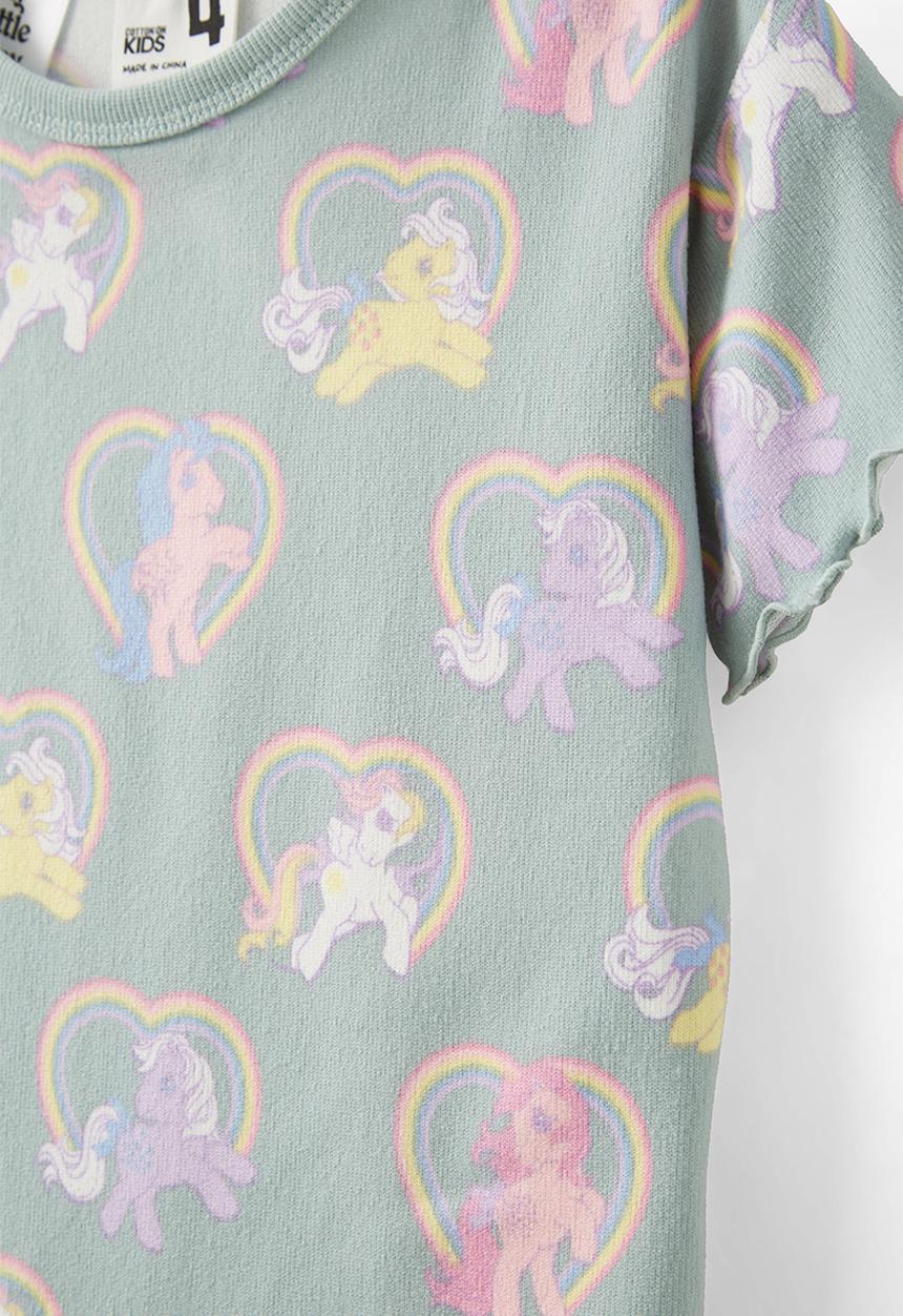 Cotton On - Dani short sleeve pyjama set licensed - lcn has barber blue/mlp hearts